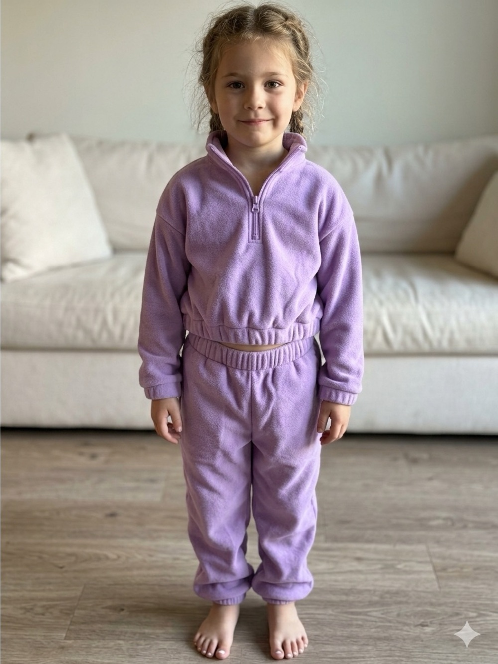 Kids Lavender Fleece Jogger Pants - Cozy Pull-On Bottoms